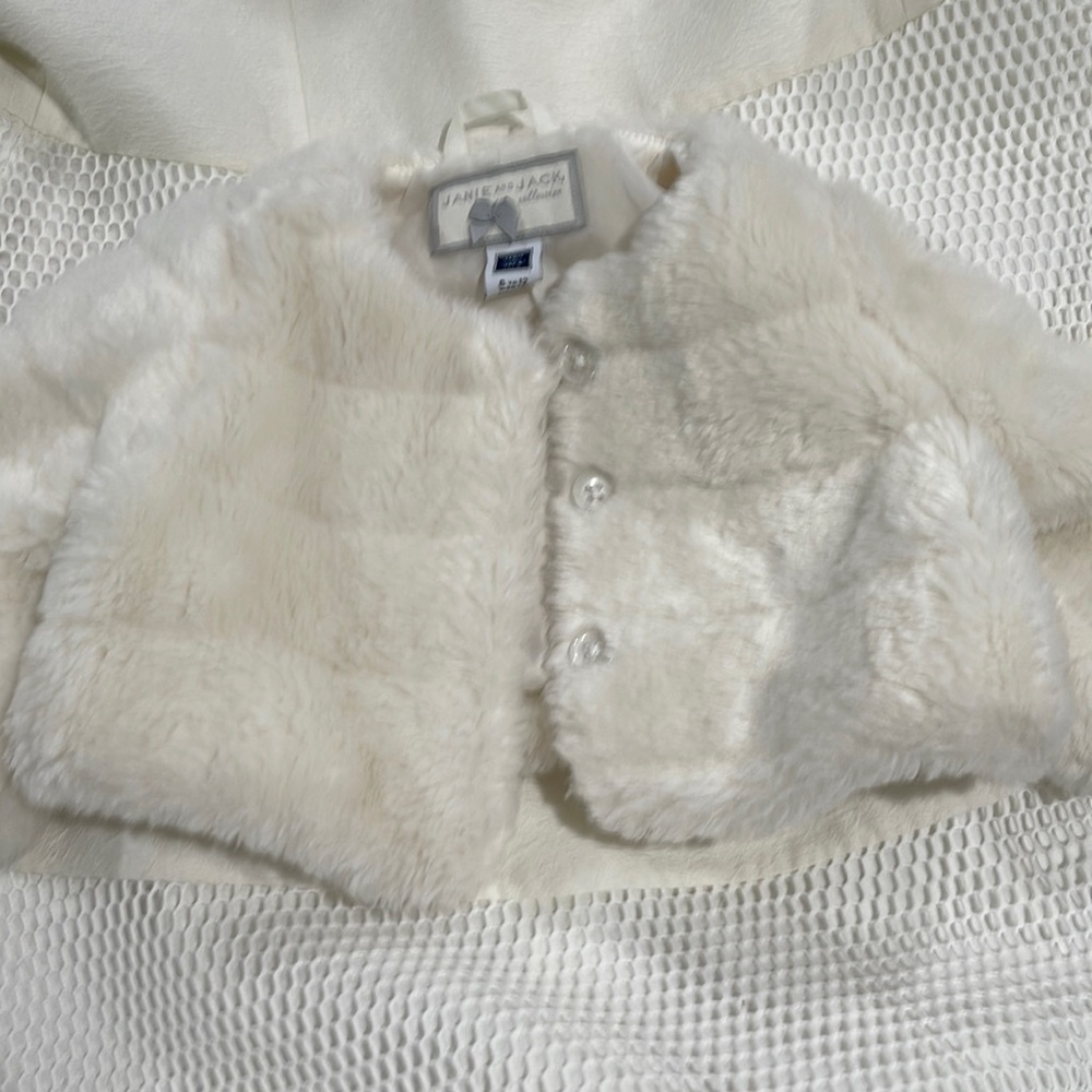 Janie and Jack Fur coat- white